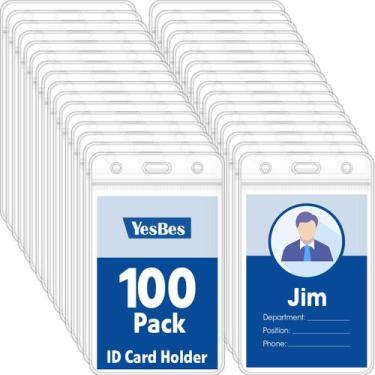 Imagem de Porta Crachá YesBes 100 Unidades PVC Transparente Impermeável 9x6 cm