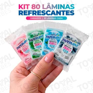 Imagem de Kit 80 Lâminas Refrescante Zero Açúcar Papermint Sabores Variados Háli