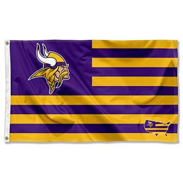 Imagem de WinCraft Minnesota Vikings USA American Nation Stripes 3x5 Grommet Flag