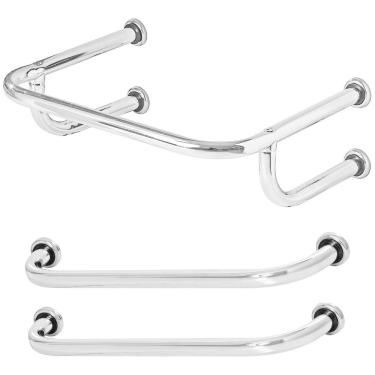 Imagem de 1 Barra De Apoio Lavatório 60x45cm, 2 Alça De Idoso De 80cm