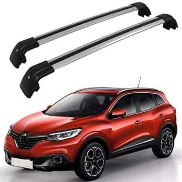Imagem de UDP 2 peças apto para Renault Kadjar 2015-2020 alumínio travável trilho de teto barras transversais bagagens bagageiro - prata