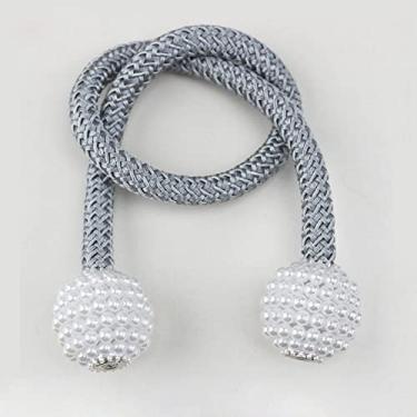 Imagem de 4 Pçs Pearl Magnetic Cortina Clipe Suporte de Cortinas Fivela Pendurada Fivela Bola Pendurada Acessórios para Cortina Decoração de Casa, Prata, 45,50cm