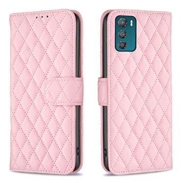 Imagem de HONGYAN Capa de telefone Para Motorola Moto G42 4G Diamond Lattice Cartice Cheather Flip Phone Case Capa protetora