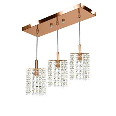 Imagem de Lustre Pendente Clearcast Triplo Cristal Legitimo New Cobre