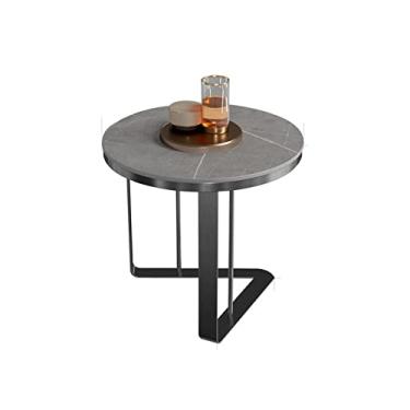 Imagem de Mesa de centro redonda mesa lateral moderna sofá borda mesa de canto ardósia sala de estar decoração de escritório mesa de centro de aço inoxidável quarto mesa de cabeceira mesas de canto