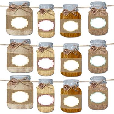 Imagem de 48 peças Frasco de maçom Etiquetas de nome de casa de fazenda recortes em pote de pedreiro Papel Shabby Rustic Farm Sala de aula Decoração para quadro de avisos Escola de parede Estudante Professor Cubby Sala de aula