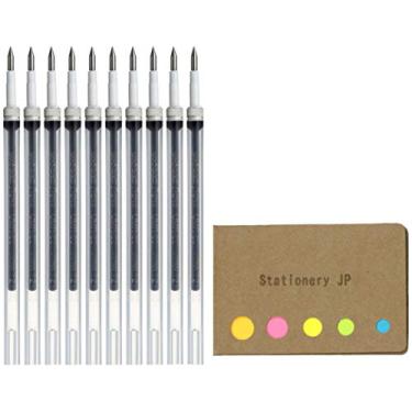 Imagem de Uni-Ball UMR-80 Recargas para Signo RT/RT1/207 Caneta esferográfica de tinta de gel, pacote com 10, conjunto de notas adesivas, Preto, Ultra Micro Point (0.28mm)