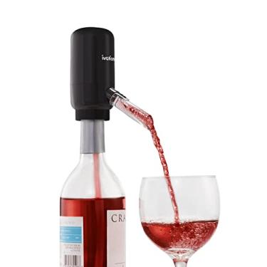 Imagem de Ivation Aerador e dispensador de vinho com tubo flexível | Bico de garrafa de vinho universal operado por bateria elétrica com dispensador automático de botão, controle de aeração, luz LED integrada e haste removível
