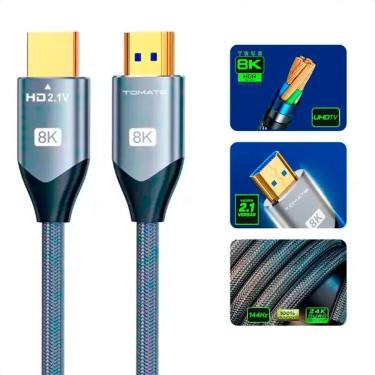 Imagem de Cabo Hdmi 8k 60Hz 2.1v Gold Ultra Hd Para Tv Ps5 Bluray Projetor Monitor 5 Mts