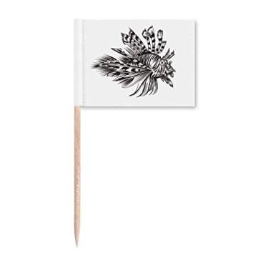 Imagem de Marcadores de palito de dente com ilustração de peixe preto da vida marinha