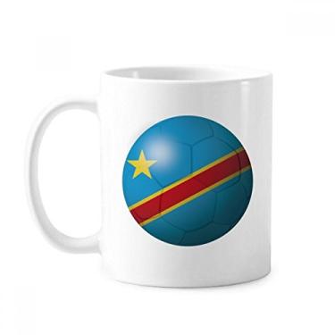 Imagem de Caneca de futebol americano com bandeira nacional do Congo cerâmica xícara de porcelana de café louça