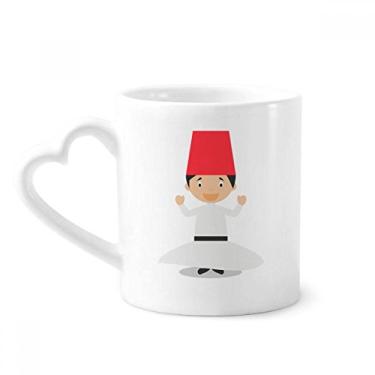 Imagem de Caneca de desenho dervishe branca com desenho de cerâmica café copo de coração de vidro