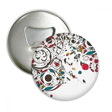 Imagem de Ilustração de arte moderna flores plantas abridor de garrafas ímã de geladeira emblema multifuncional