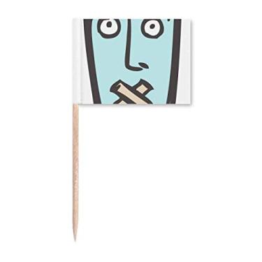 Imagem de Shut Up Face Sketch No Toothpick Flags Marcador Topper Decoração de Festa