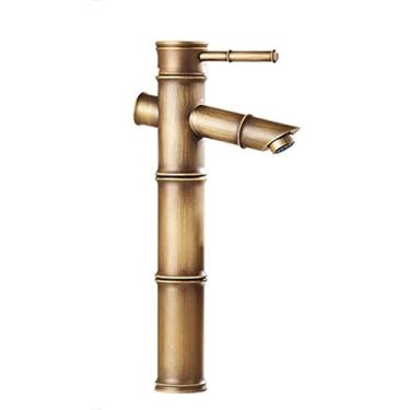 Imagem de LIDON Torneiras de banheiro para pia 1 furo torneira de latão banheiro furo único torneira da pia do banheiro 1 furo retro torneira da pia de latão torneira de água quente e fria para exterior, antigo C (cor: antigo E)