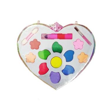 Imagem de Estojo Maquiagem Infantil Para Crianças Coração com Paleta de 11 Cores de Sombra 2 Pincel 1 Batom
