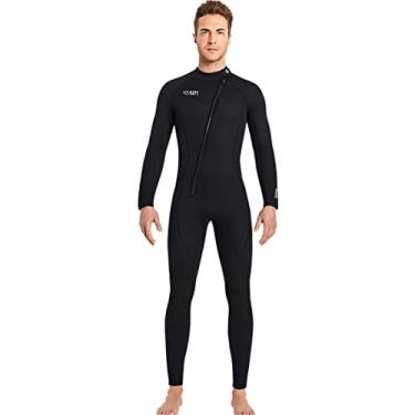 Imagem de Roupas molhadas para mulheres homens 3 mm neoprene traje de mergulho de corpo inteiro para água fria, mangas compridas zíper frontal maiô térmico de uma peça para surfe, snorkeling caiaque natação canoagem, homens, preto