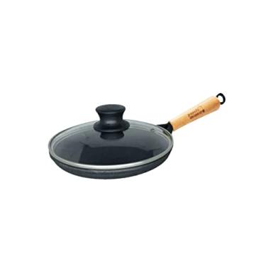 Imagem de Chapa Frigideira Tapioca Panela Mineira Ferro Fundido 19cm Com Tampa Vidro