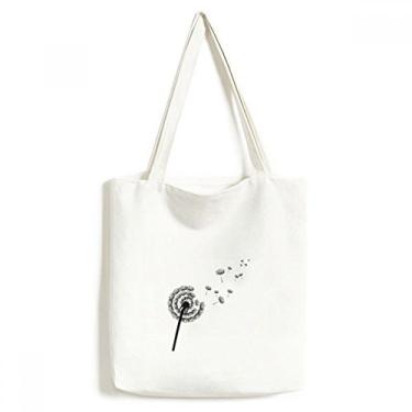 Imagem de Sacola de lona com desenho de dente-de-leão e flores, bolsa de compras, bolsa casual