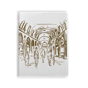 Imagem de Diário de capa macia para caderno de paisagem com desenho de marco de corredor