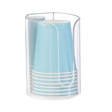 Imagem de iDesign AFFIXX — Dispensador de copo de papel descartável de plástico, para hóspedes, banheiro infantil e chuveiro, 6,7 x 6,4 x 10 cm, transparente