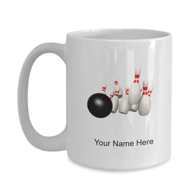 Imagem de Caneca personalizada com pino de boliche – Caneca de café para amantes de boliche, ideia para crianças que amam – Caneca de café de 425 g