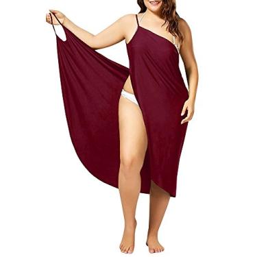 Imagem de Saída de praia feminina, alças finas, sarongues e costas nuas, Vermelho, 4XG