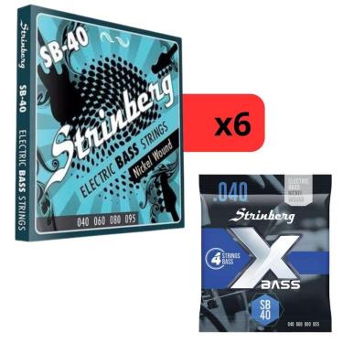 Imagem de Kit 6 Encordoamento Strinberg Para Contra Baixo SB40 - 4 Cordas