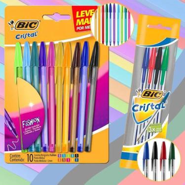 Imagem de Kit Caneta Esferográfica Colorida BIC Fashion 14 Cores Ponta Média 1,2