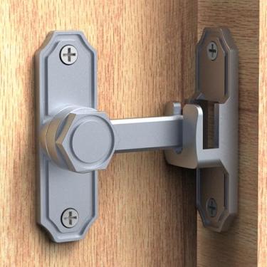 Imagem de Fechadura de porta de celeiro de grau, fechadura de segurança doméstica para banheiro, garagem, quarto, armário, celeiro - fechadura de porta de segurança de liga de zinco durável (prata)