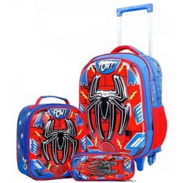 Imagem de Kit Mochila Rodinha Infantil Menino Escolar Super Herois 3d - Ponto Ve