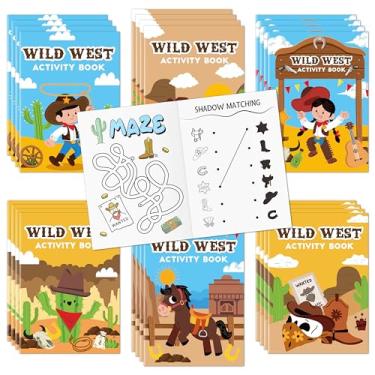 Imagem de JAPBOR Livros de colorir de caubói ocidental - 24 peças mini livro colorido de atividades temáticas do Velho Oeste para brindes de festa infantil, pequenas páginas de colorir de cavalo vaqueira para