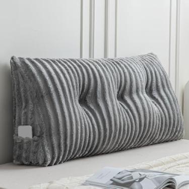 Imagem de Wenqik Almofada triangular de cunha, cabeceira, cama, leitura, encosto, almofada com capa removível nas costas (cinza, 99 × 8 × 50 cm)