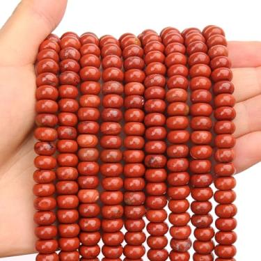 Imagem de BONNY BOXX 1 fio natural 5 * 8 mm contas de jaspe vermelho Rondelle, contas de pedra de disco de ábaco natural, espaçador solto, contas de pedras preciosas para pulseira faça você mesmo, colar e fazer