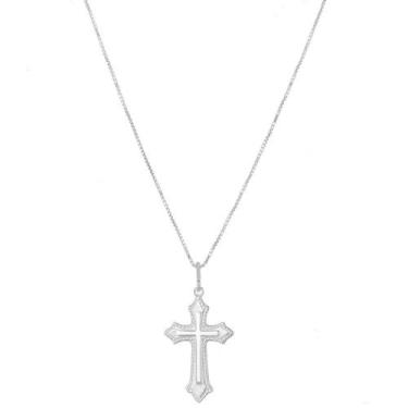 Imagem de Corrente Veneziana 60cm Fina Pingente Crucifixo Prata 925 - DR Joias
