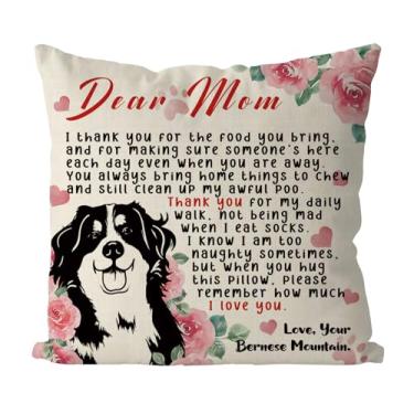 Imagem de Tian Zhun Bernese Mountain Mom Gifts Capas de travesseiro 45,7 x 45,7 cm Best Bernese Mountain Mom Fronha de almofada para decoração de sofá de casa