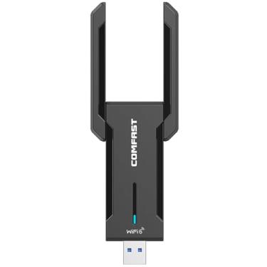 Imagem de Tomvorks Adaptador WiFi de Alta Velocidade, Adaptador USB 3.0 WiFi 6, Dongle de Rede Sem Fio de Alta Velocidade de 5374 Mbps Com Antena Dupla Giratória de 180 °, Garantindo a Intensidade
