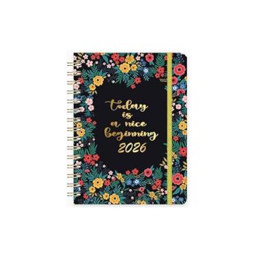 Imagem de Agenda 2026 semanal e mensal, organizador espiral A5 com papel grosso (conjunto de um livro) (flor de cem flores)