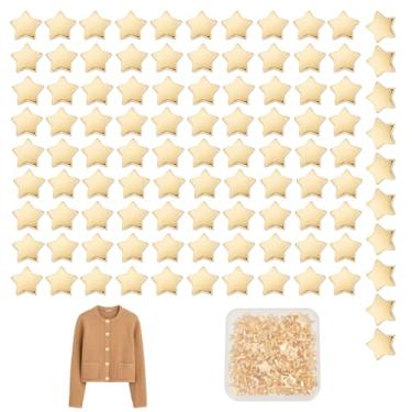 Imagem de letsinstyle 100 peças de pequenos botões de estrela de plástico, botões dourados de costura, mini enfeites decorativos de estrela para scrapbook, roupas, artesanato DIY