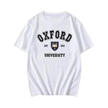 Imagem de Camiseta Unissex Estampada Da Universidade De Oxford, Verão, Manga Cur