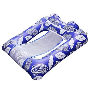 Imagem de 3FLQOOPP Rede Inflável Rede Dupla Flutuante, Encosto Dobrável Adulto Reclinável Água Piscina Praia Cama Flutuante Sofá, Equipamento de Natação Leve, Brinquedo Inflável de Água Azul (Cor: Azul)
