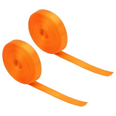 Imagem de SIWOTED 10mm Fita de embrulho de presente Fita decorativa à prova d'água DIY Fita de embrulho de poliéster 5 jardas x 2 peças (Laranja)
