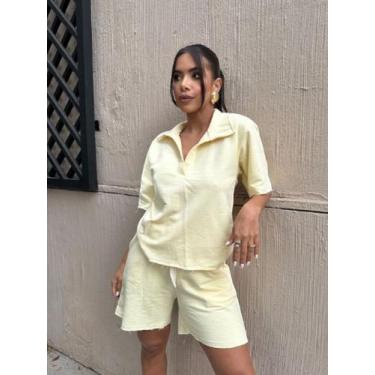Imagem de Conjunto Feminino Em Moletom Shorts E Blusa Gola Polo - luh may, Amare