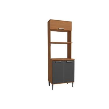 Imagem de Paneleiro Cozinha Modulado Linna T727 c/ 3 Portas 70cm Canela/Grafite 