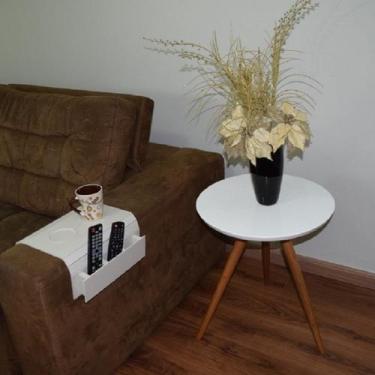 Imagem de Mesinha Lateral Tripe Decorativa Baixa Branco - L C MARQUES