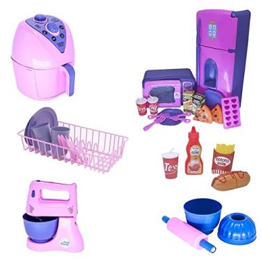 Imagem de Cozinha Brinquedo Menina Eletro Louça Escorredor Lanche 29pç