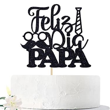 Imagem de Topo de bolo Feliz Dia Papa, Feliz Cumpleanos Papa, decorações de bolo Feliz Dia dos Pais / Suprimentos de festa de aniversário do pai
