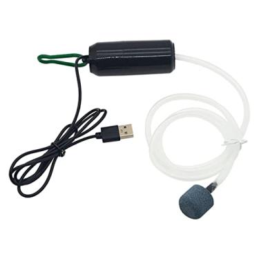 Imagem de Homyl Mini bomba de ar de oxigênio de aquário de 5 V com carregador USB com fivela de pedra de ar que economiza energia - pequeno volume preto
