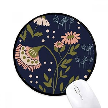 Imagem de Mouse pad rosa com tinta de plantas selvagens, tapete redondo para escritório para computador