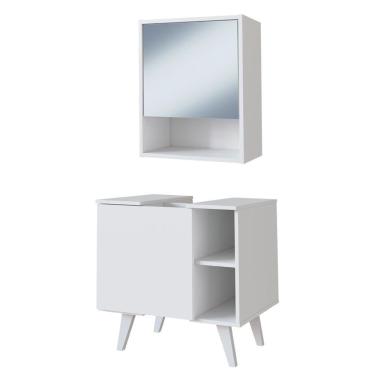 Imagem de Gabinete e Armario Com Espelho Para Banheiro B95 Branco NOVAM